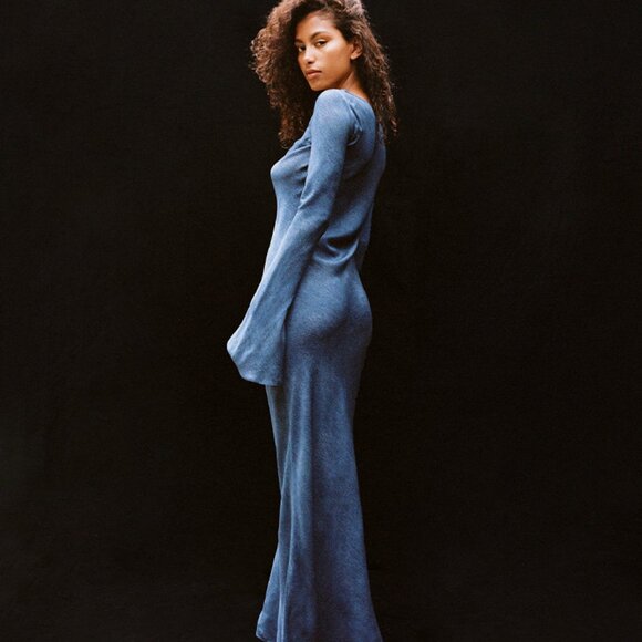 Réalisation Par Gia Dress in Denim, 100% Silk - Picture 2 of 5